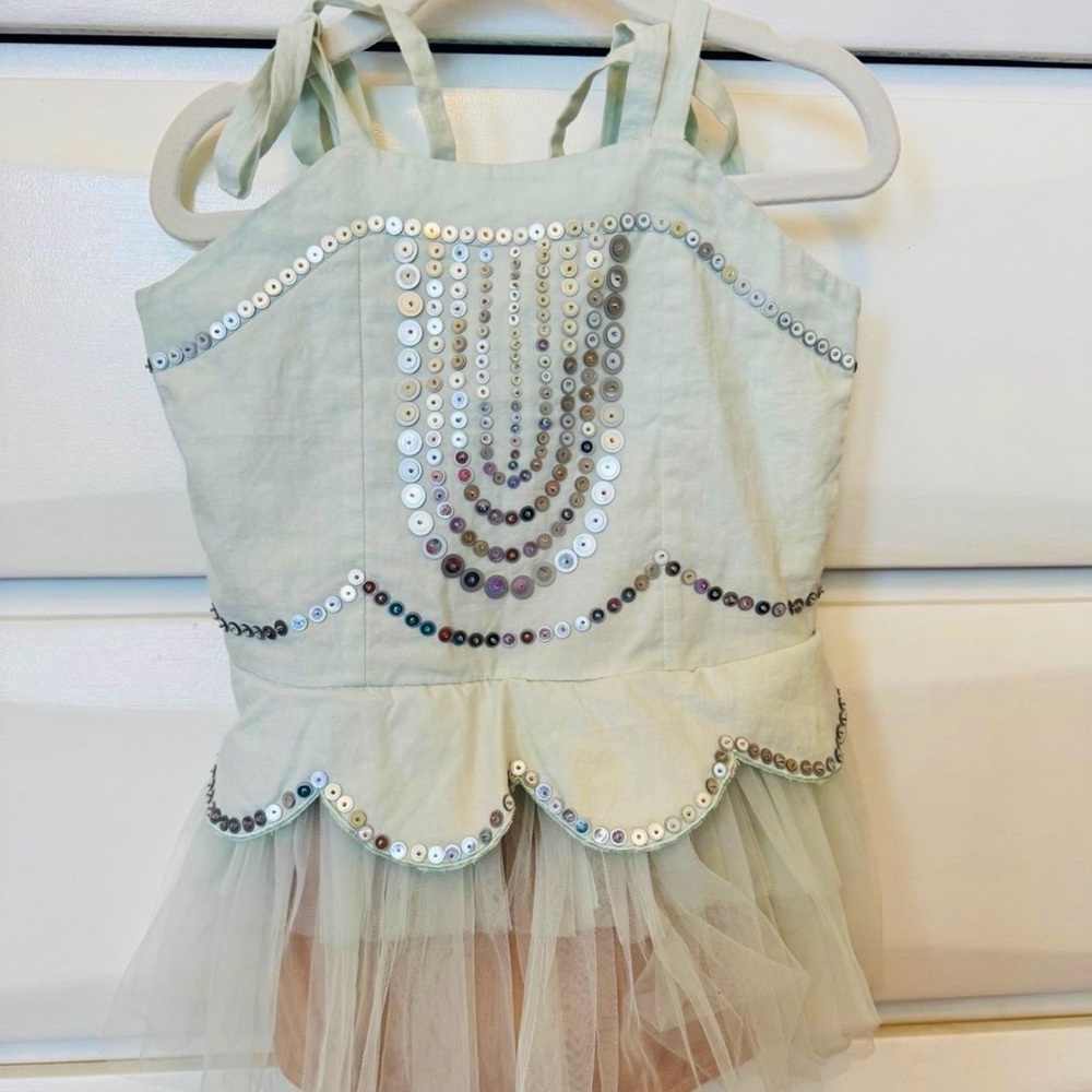 Tutu du Monde Vintage light blue/brown bottom onesie size 4-5